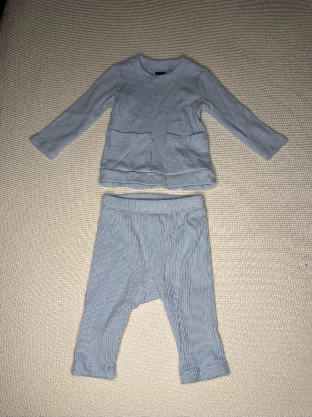 Old Navy Light Blue Ribbed Kids Pajama Set
